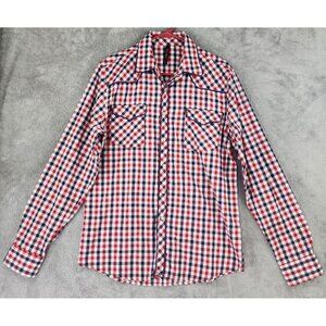 True Rock Shirt Mens Large Multicolor Plaid Western Pearl Snap Long Sleeve